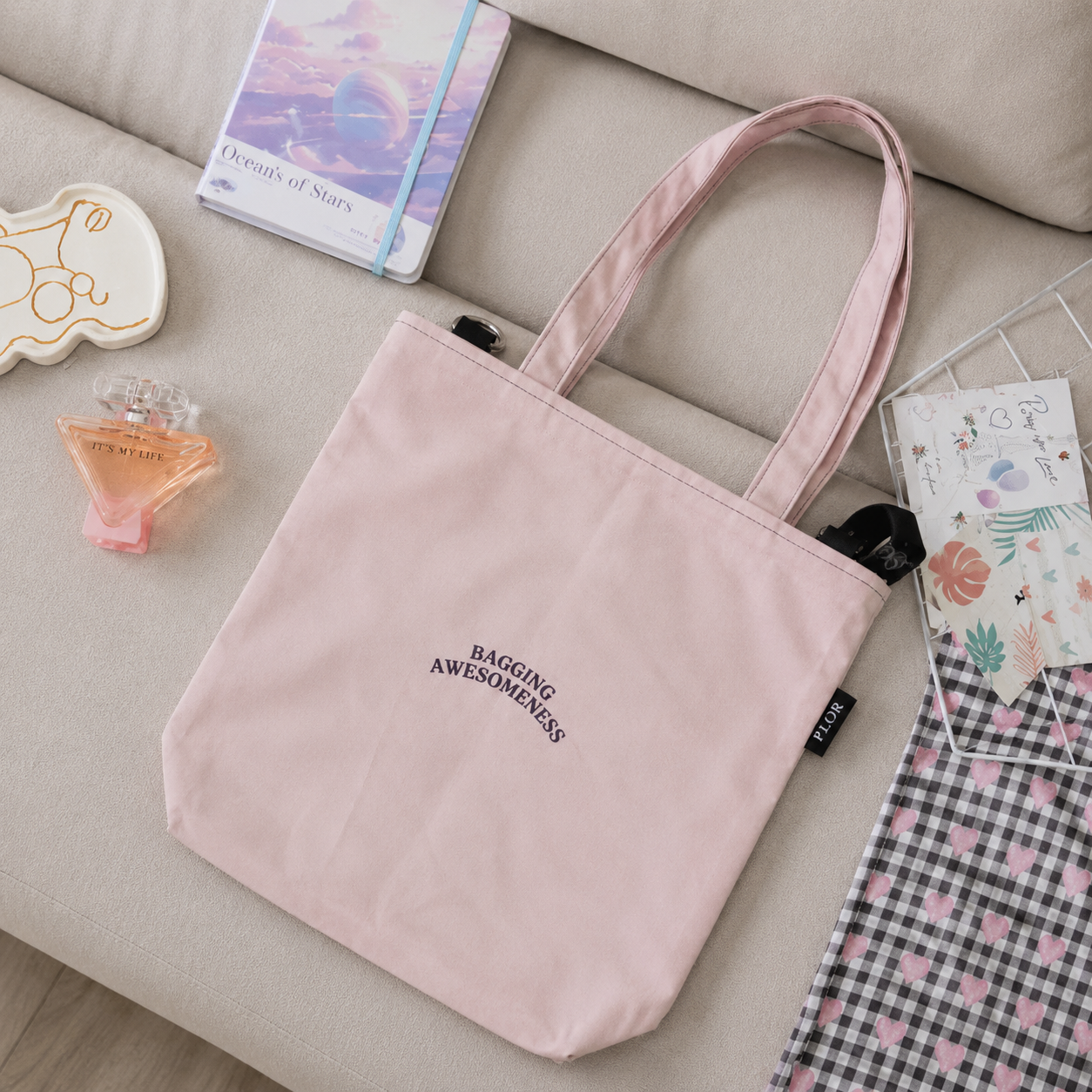 Dusky Pink College Tote Bag