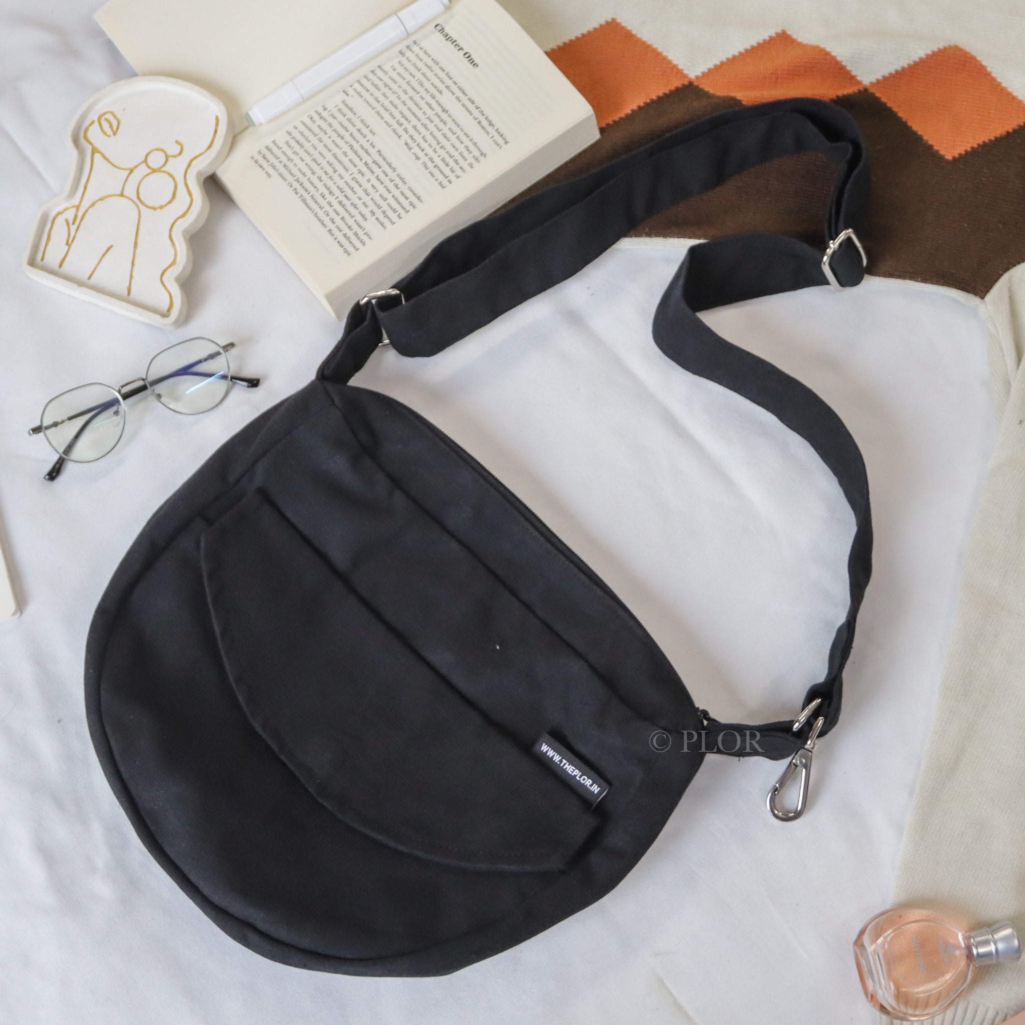 Sling Bag For Women Crossbody Black Bag (Adjustable Strap)