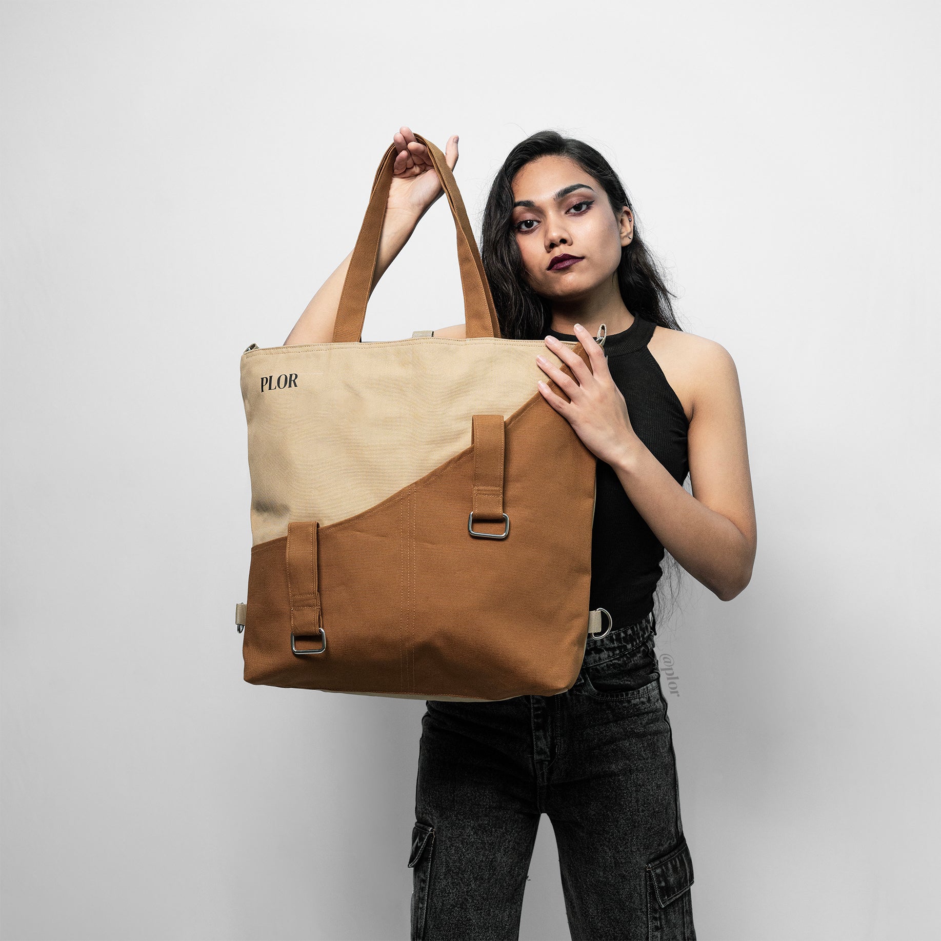 Brown Tote Bags Online India | Dune Brown Tote Bag - PLOR