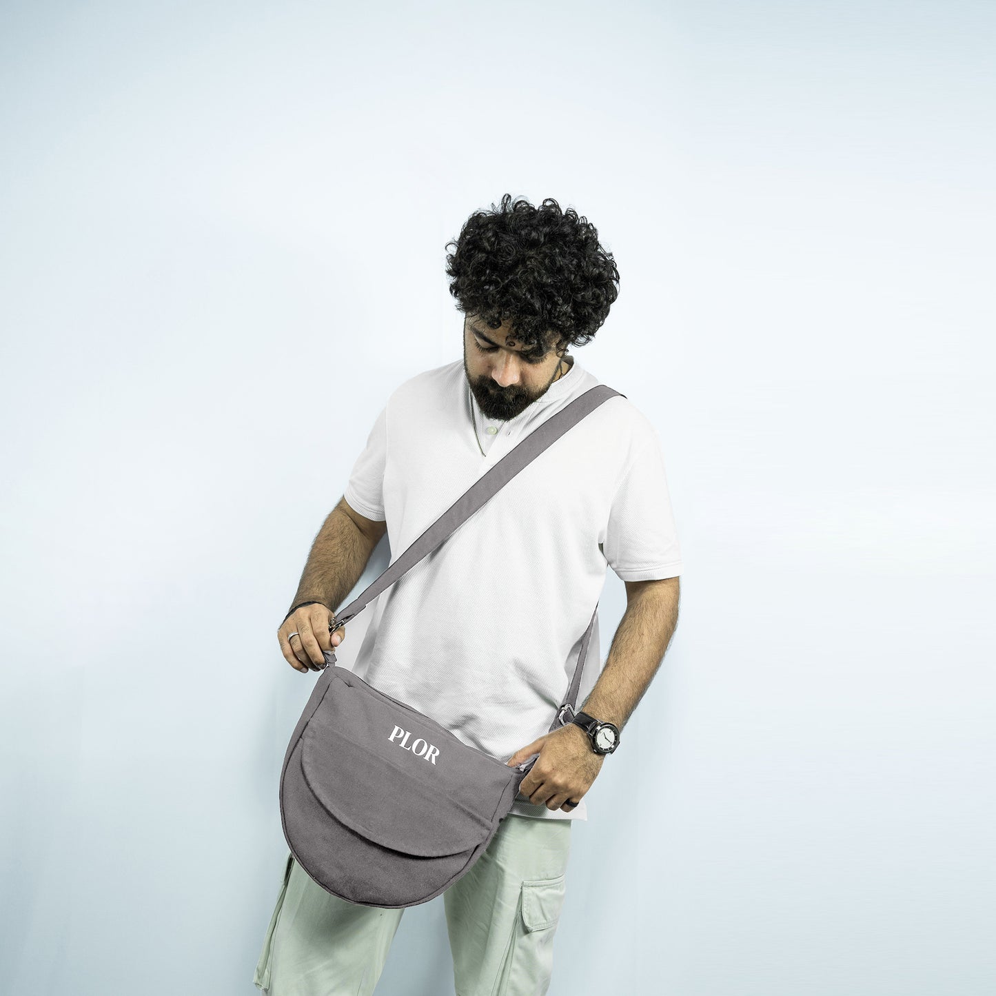 Grey Sling Bag | Adjustable Strap (Water Repellent)