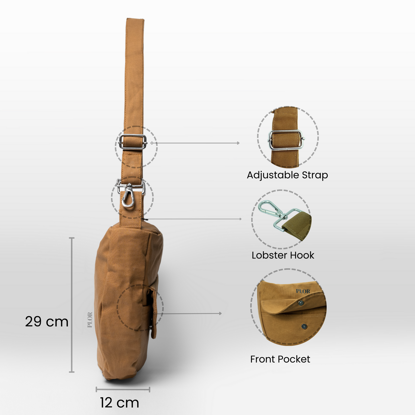Brown Sling Bag | Adjustable Strap (water repellent)