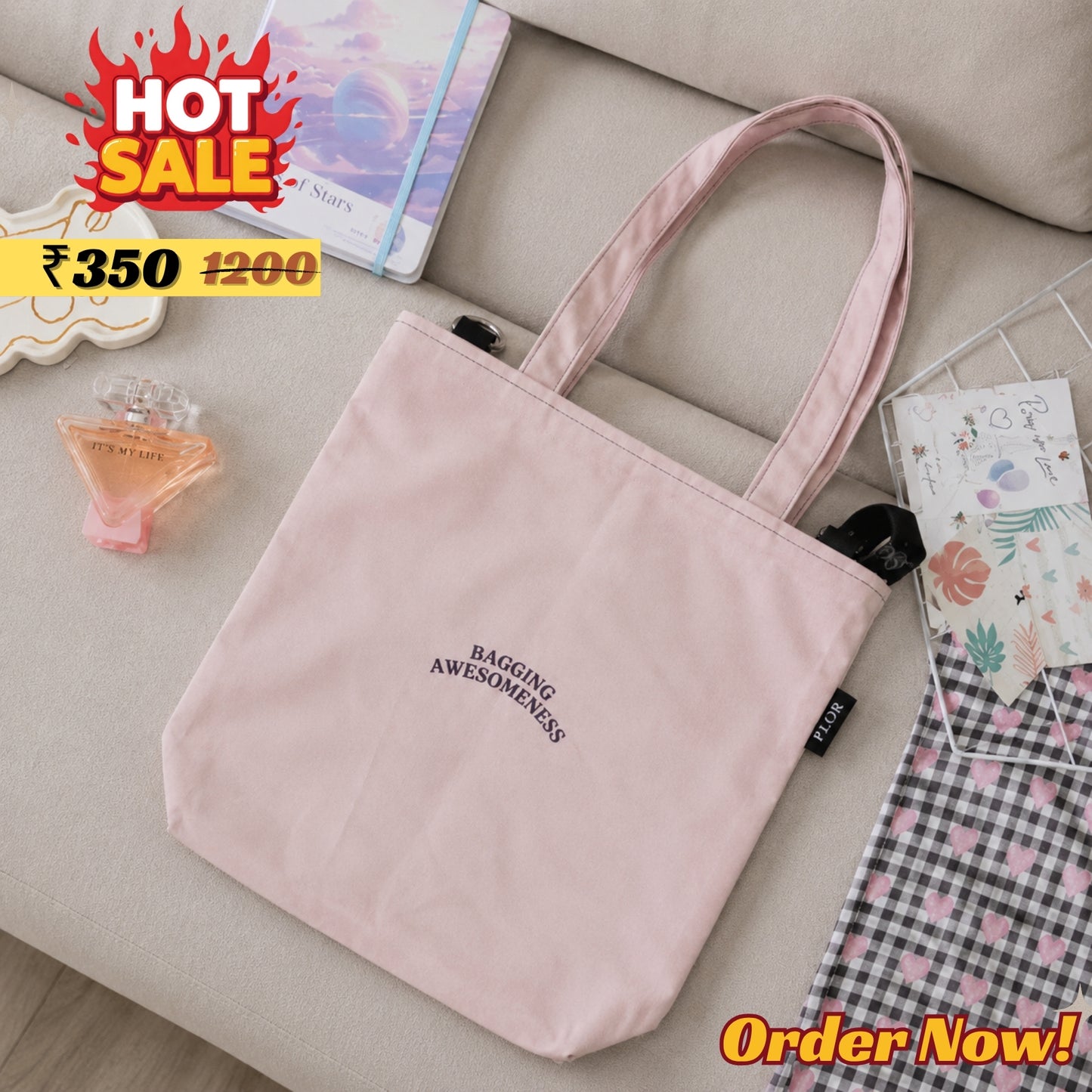 Dusky Pink College Tote Bag