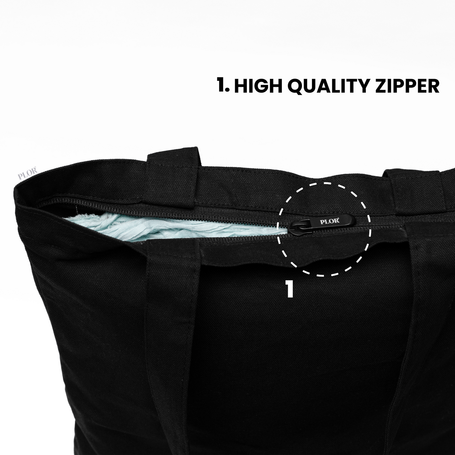 Basic Black Zipper Tote Bag 02