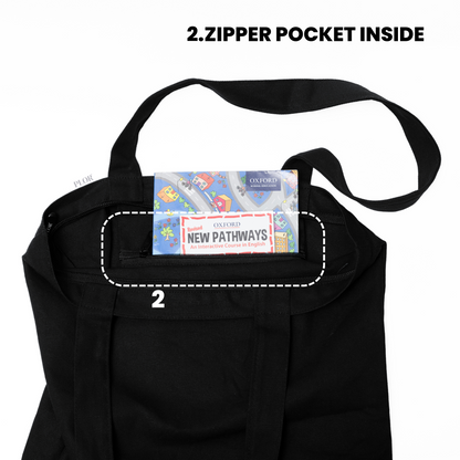 Basic Black Zipper Tote Bag 01