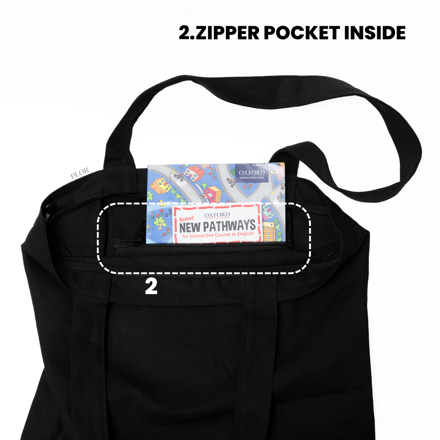Basic Black Zipper Tote Bag 02