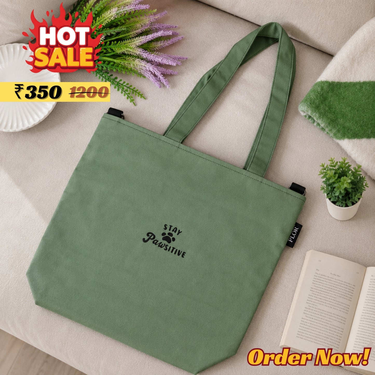Dark Green College Tote Bag