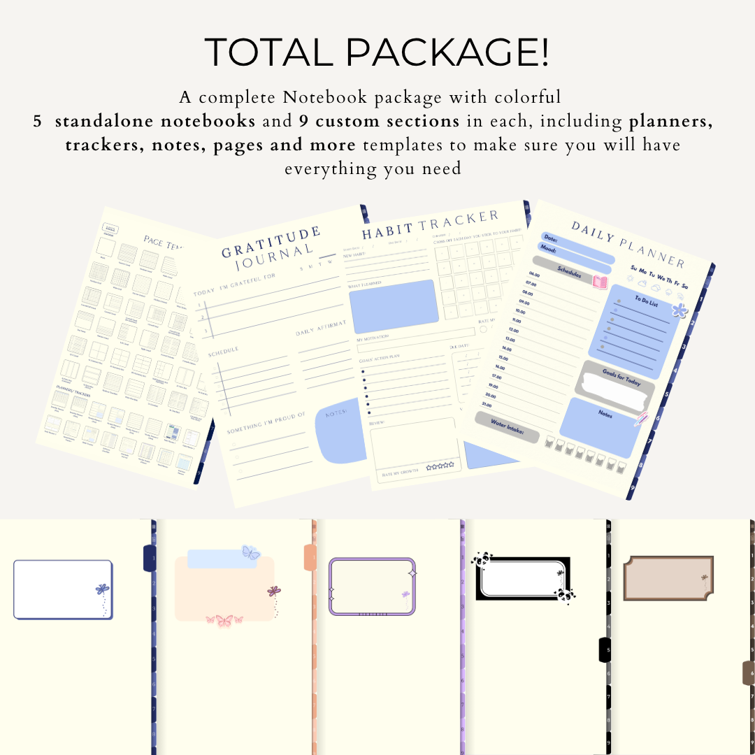 Digital All in One Notebooks Template (Infinite Usage)