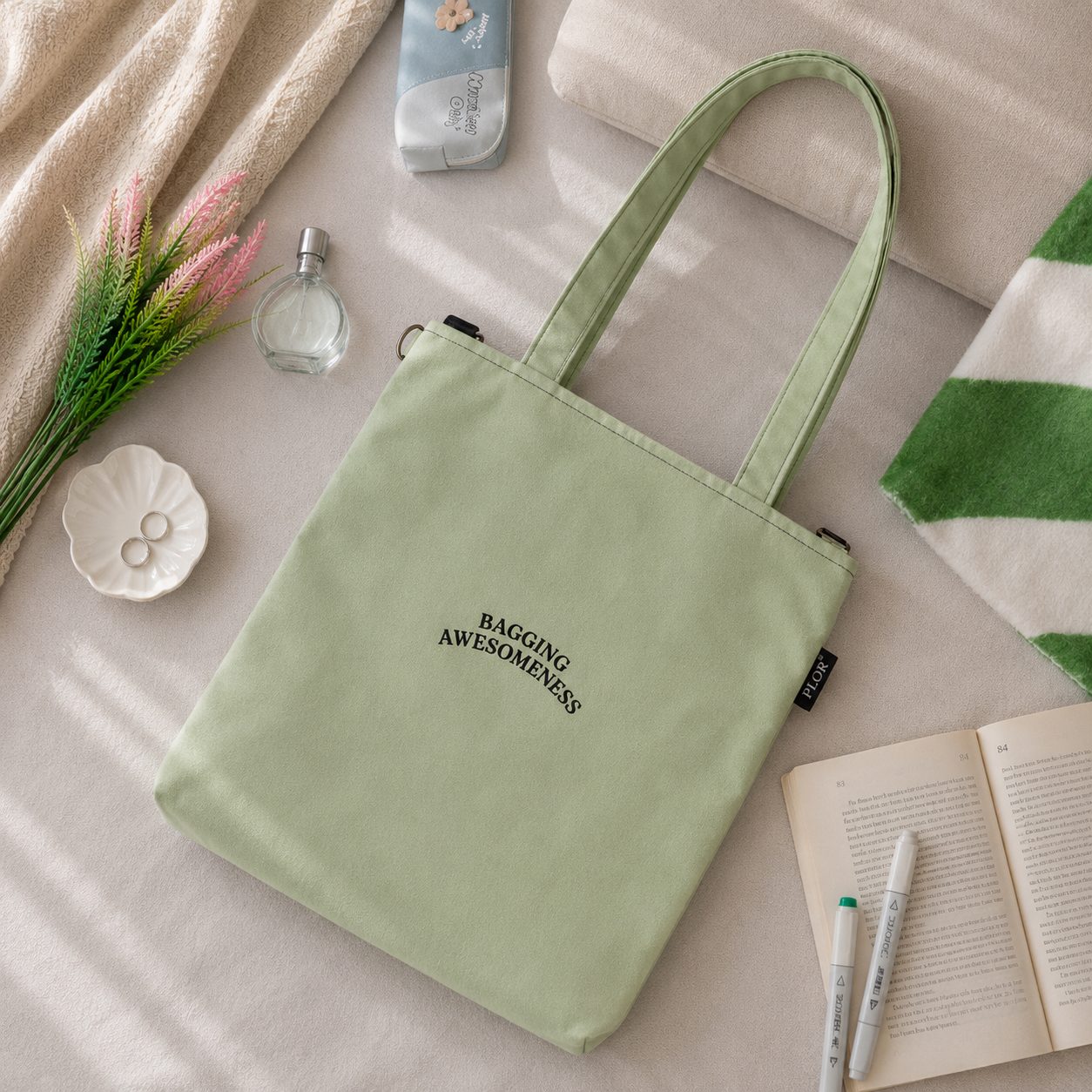 Pastel Mint College Tote Bagl