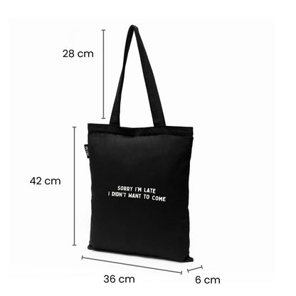 Basic Black Zipper Tote Bag 02