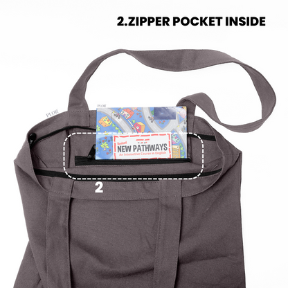 Basic Grey Zipper Tote Bag 01
