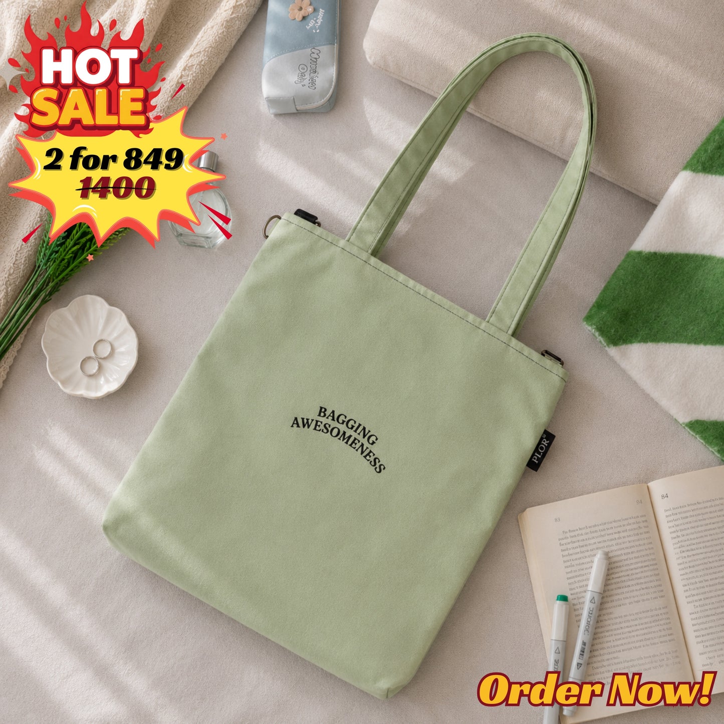Pastel Mint College Tote Bagl