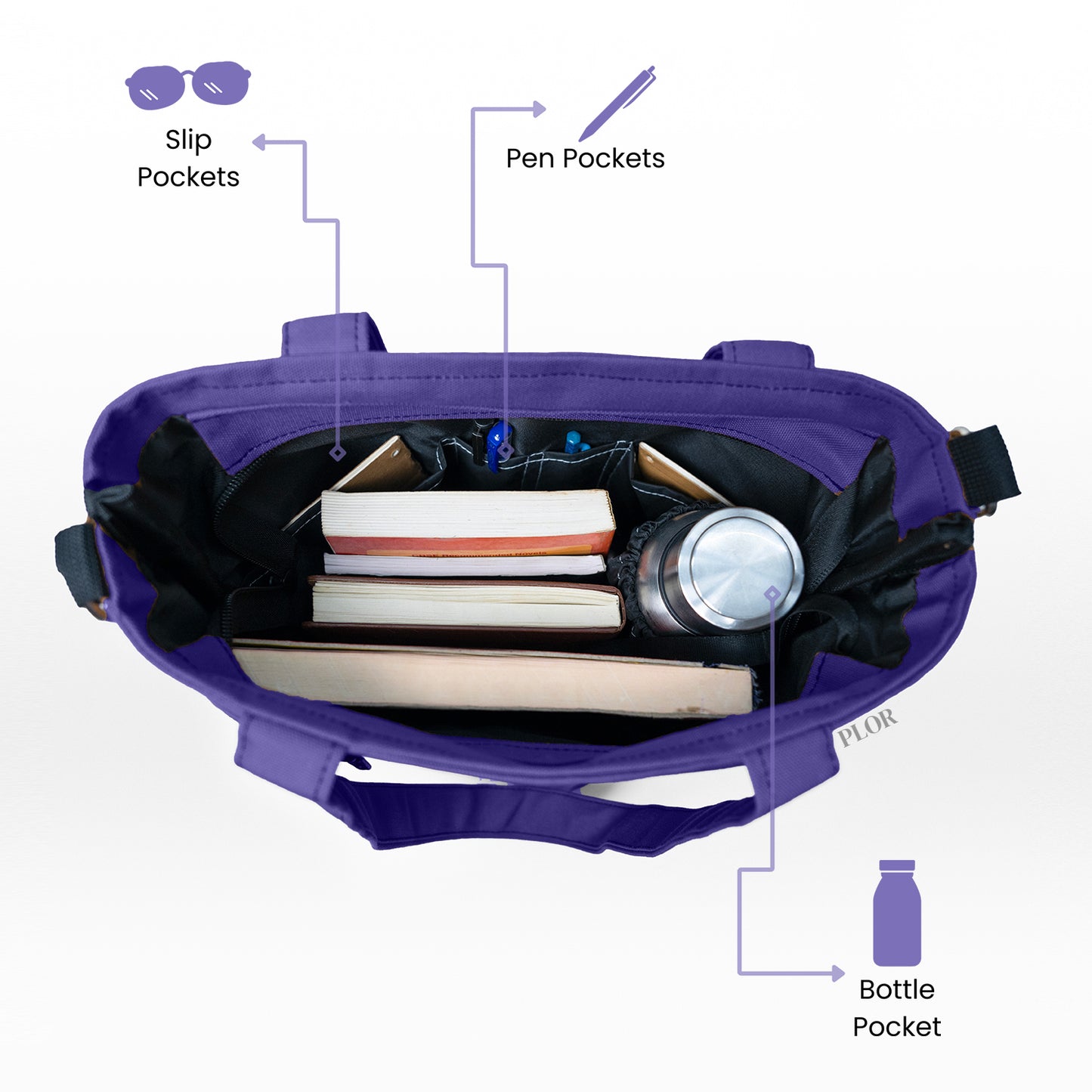 Purple College Tote Bag